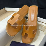 Chinelo Her couro legítimo caramelo